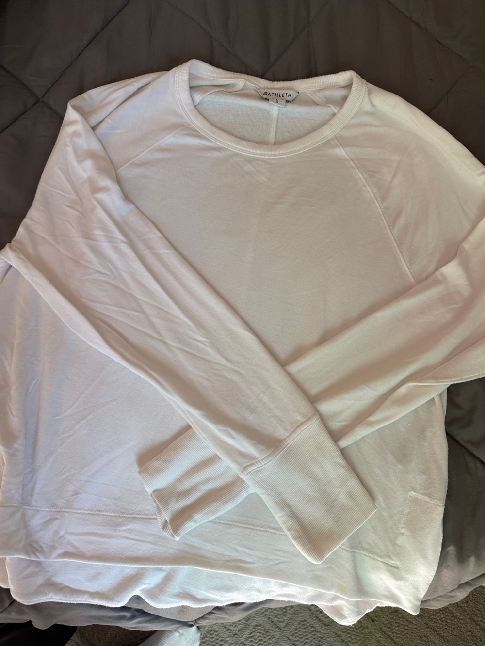 Athleta White Long-Sleeve Crewneck Pullover
